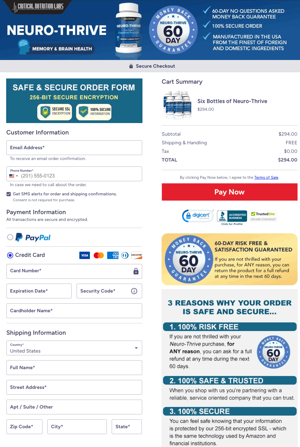 NeuroThrive Official Secure Checkout Page